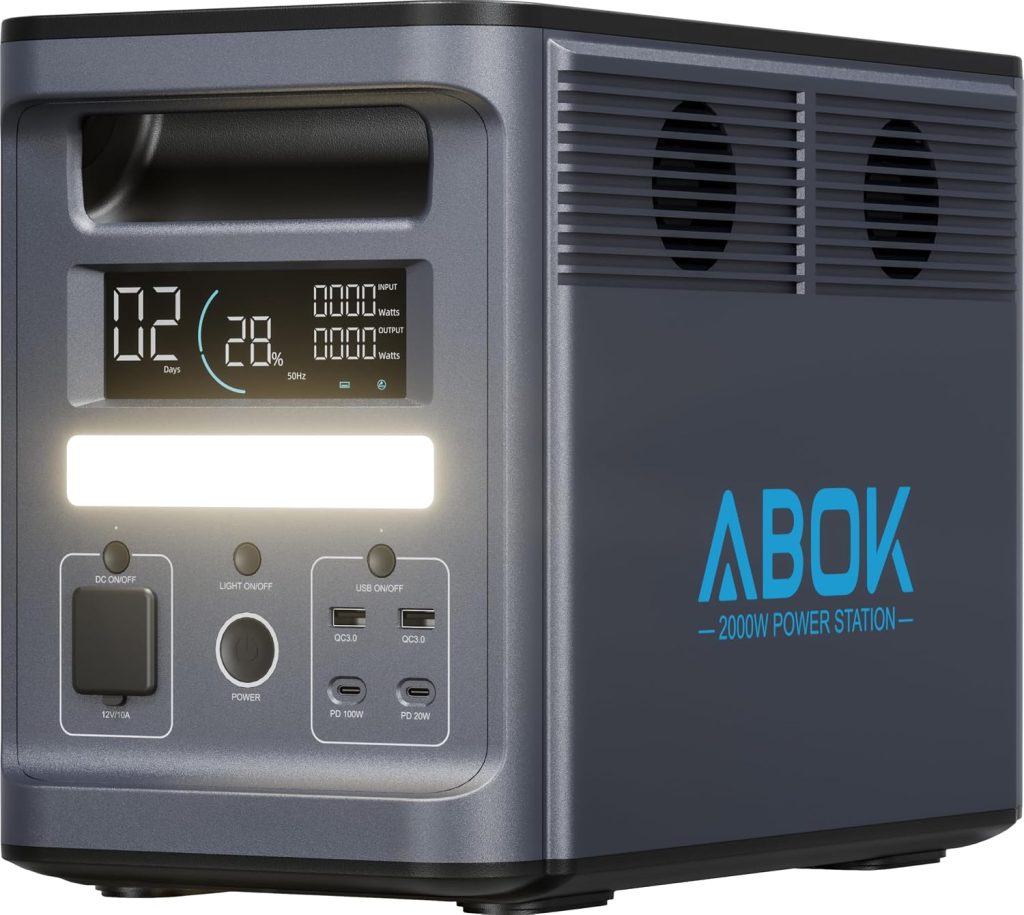 ABOK Ark2000 1536Wh 2000W power station with 200W solar panel kit