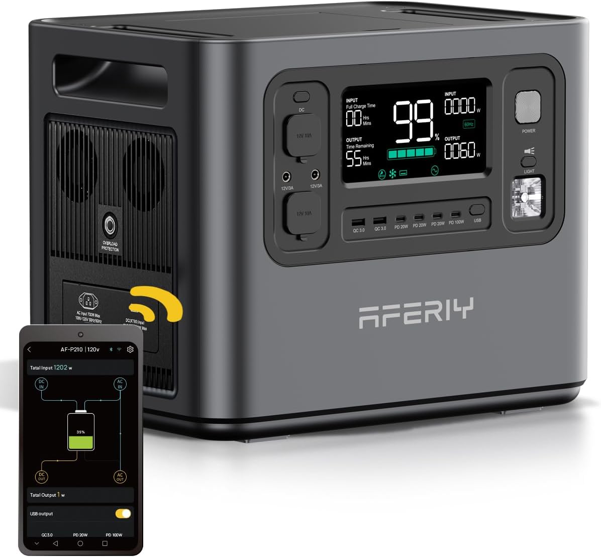 AFERIY P210 portable power station 2048Wh with 2400W AC output