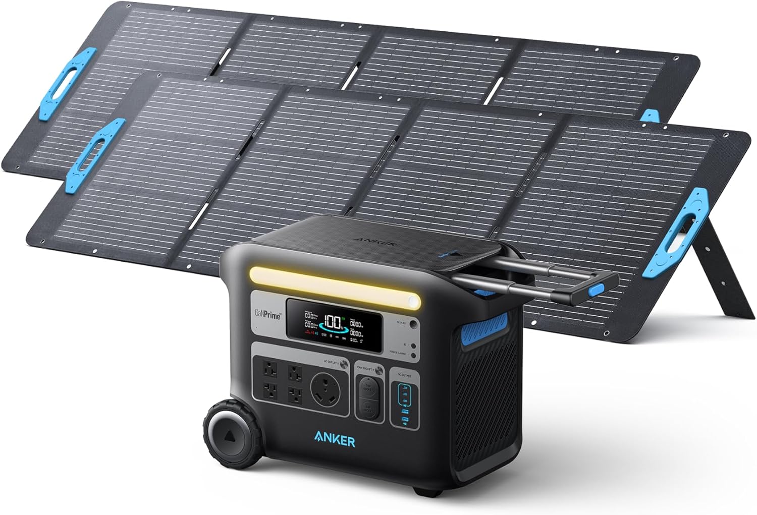 Anker SOLIX F2000 Portable Power Station, PowerHouse 767, 2048Wh GaNPrime Solar Generator with 2x200W Panels, LiFePO4 Batteries, 4 AC Outlets Up to 2400W for Home, Power Outage, Ou