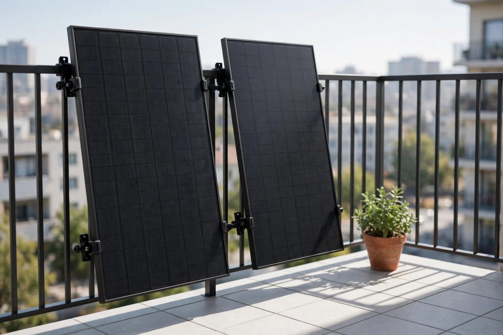 Balcony solar panels mounted on an apartment railing — balcony solar panels for apartments buying guide