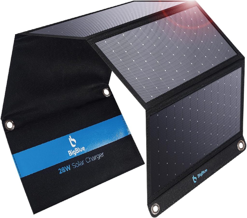 BigBlue 28W portable solar charger real product photo for camping