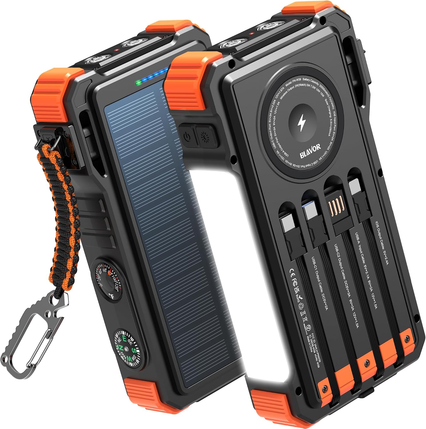 BLAVOR 20000mAh solar power bank with Apple Watch charger real product photo