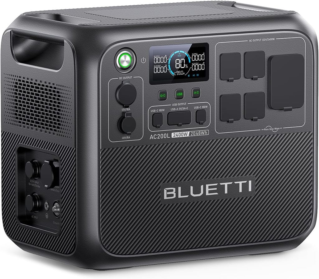 Amazon.com : BLUETTI AC200L Portable Power Station 2048Wh 2400W LiFePO4 Battery | 3600W Power Lifting, Expandable to 8192Wh, 30A RV Output, Solar Generator for Camping, RV, Home Use, Emergency : Patio, Lawn & Garden - product photo