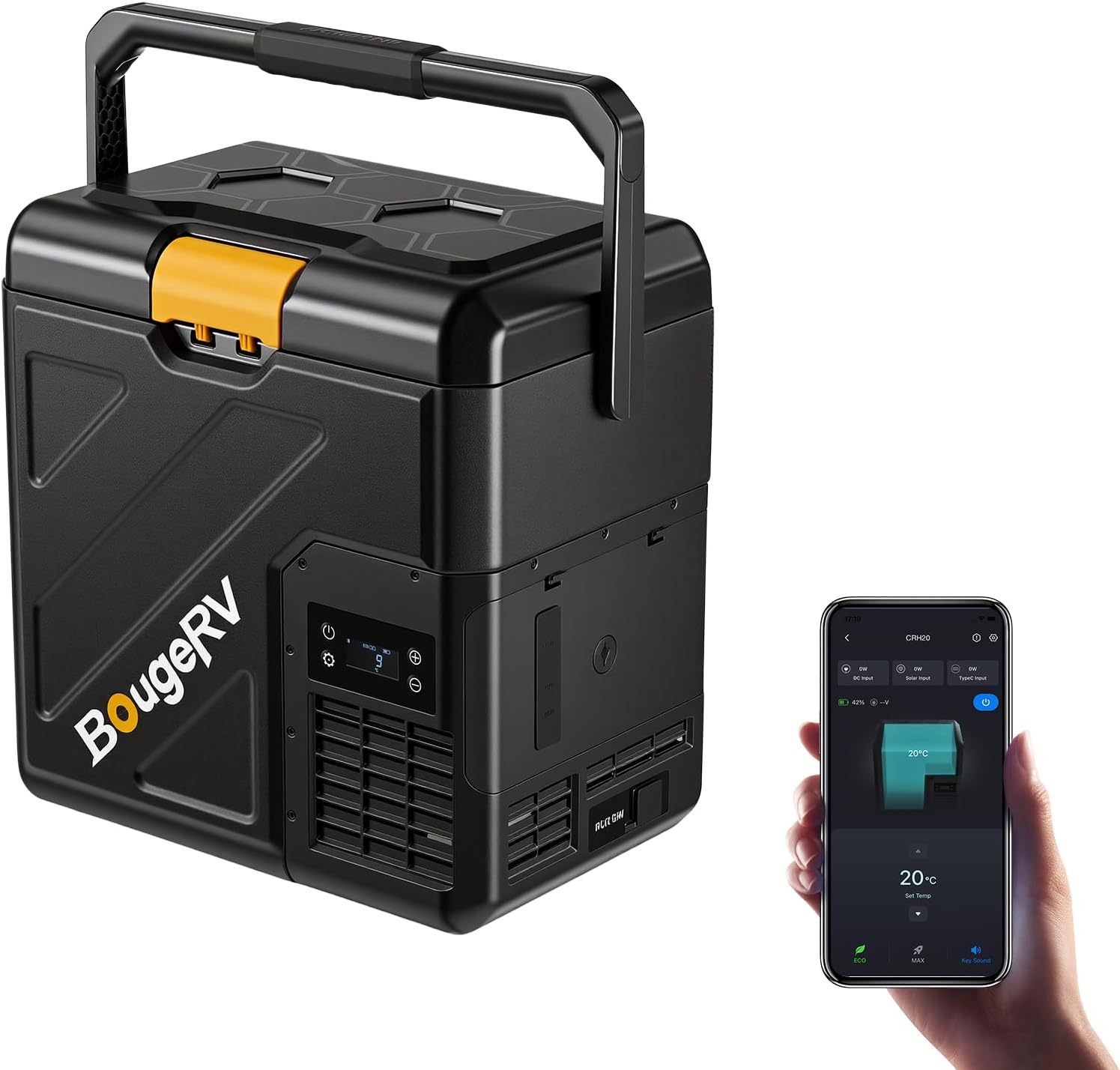 BougeRV CRH20 12V portable car refrigerator review: 21QT freezer chest for camping and road trips