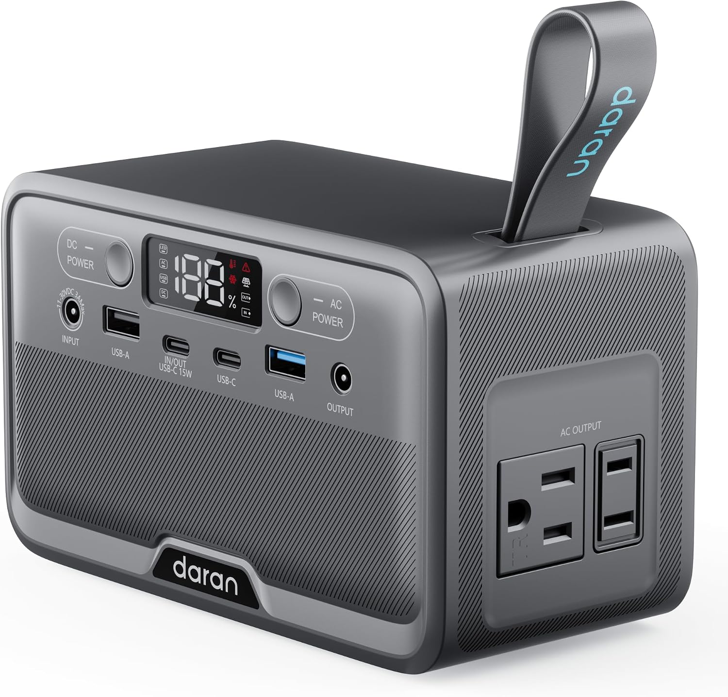 Daran Portable Power Station 89.6Wh LiFePO4 Battery 100W(200W Peak) Solar Power Bank, Portable Charger Small Generator with AC Outlets & PD Fast Charging for Home/Laptop/Camping(So
