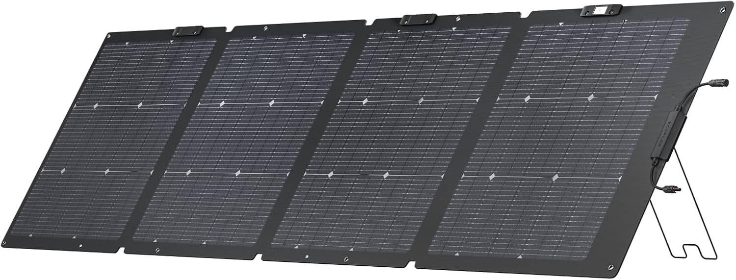 EcoFlow 220W bifacial portable solar panel real product photo for camping