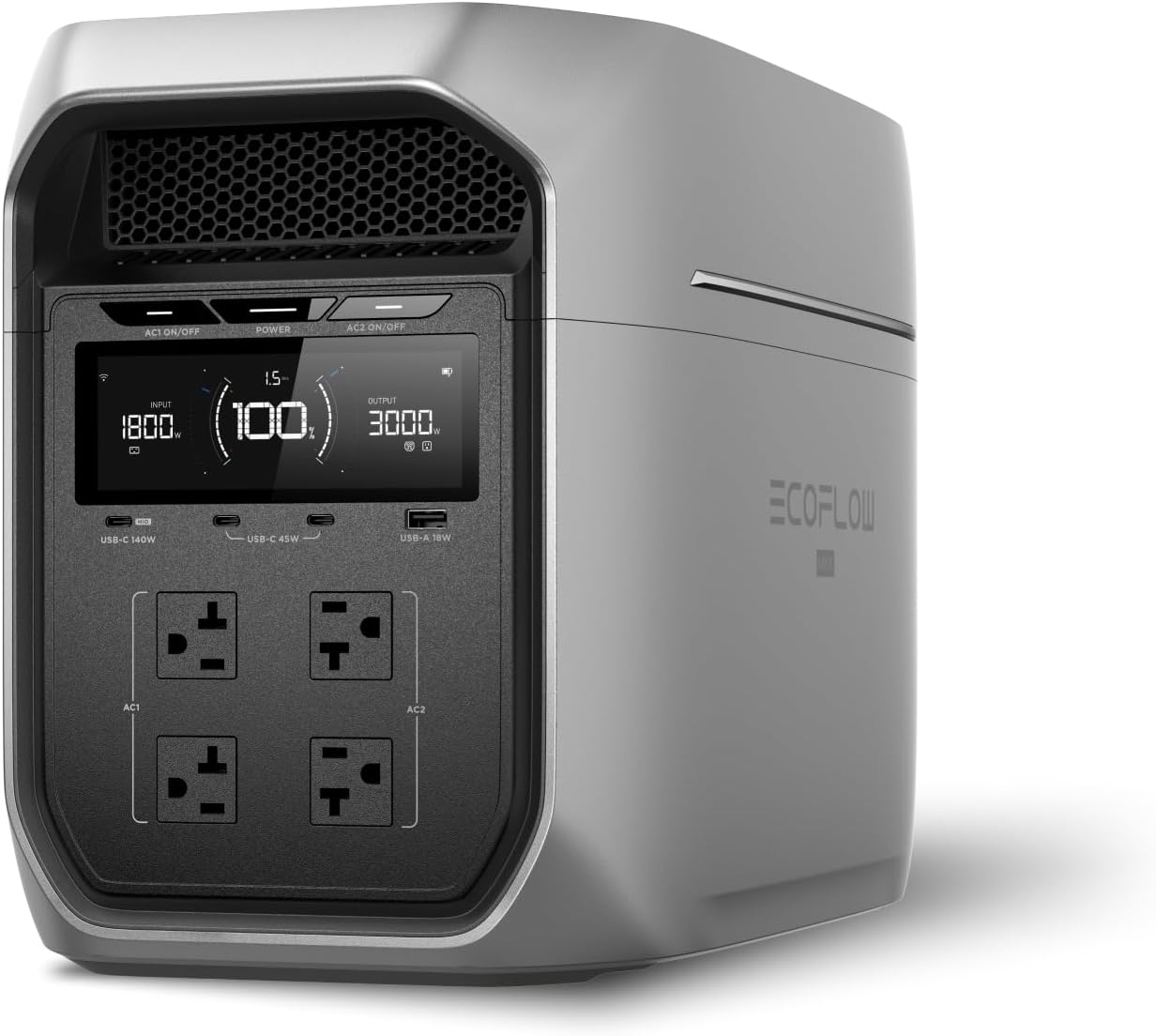 EF ECOFLOW Portable Power Station DELTA 3 Max Plus, 2048Wh, 3000W Output | 3800W X-Boost Output, Fast 0–80% Recharge in 64mins, Reliable Home Backup RV Camping, Solar Generator (Solar Panel Optional) : Patio, Lawn & Garden - product photo