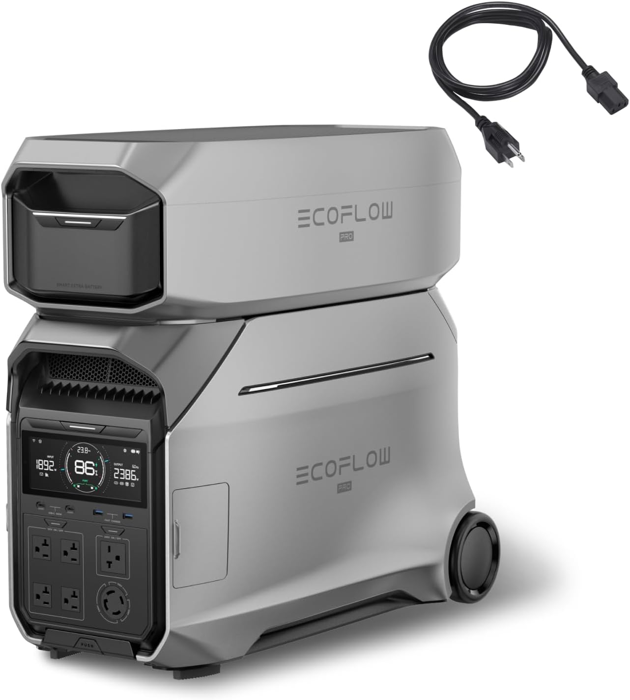 EF ECOFLOW 8kWh Portable Power Station: DELTA Pro 3 with Extra Battery | Expandable to 48kWh, 120/240V 4000W AC Output, Power Station for Home Use, Camping Accessories, Emergencies, Power Outage, RV : Patio, Lawn & Garden - product photo