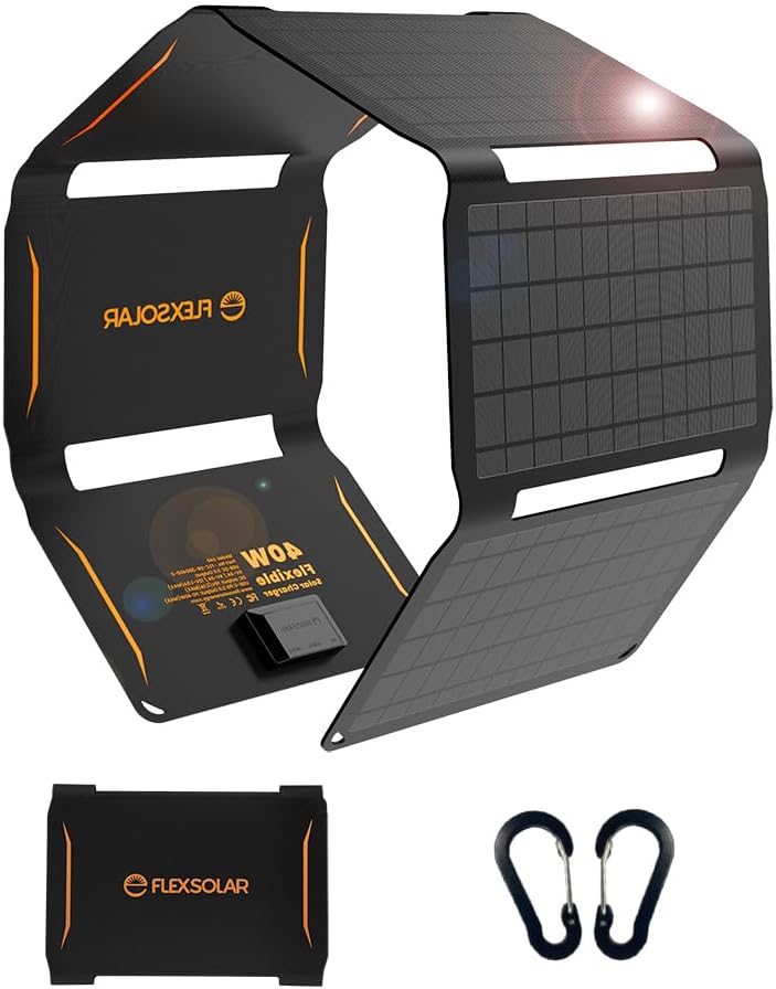 FlexSolar 40W foldable solar panel charger real product photo