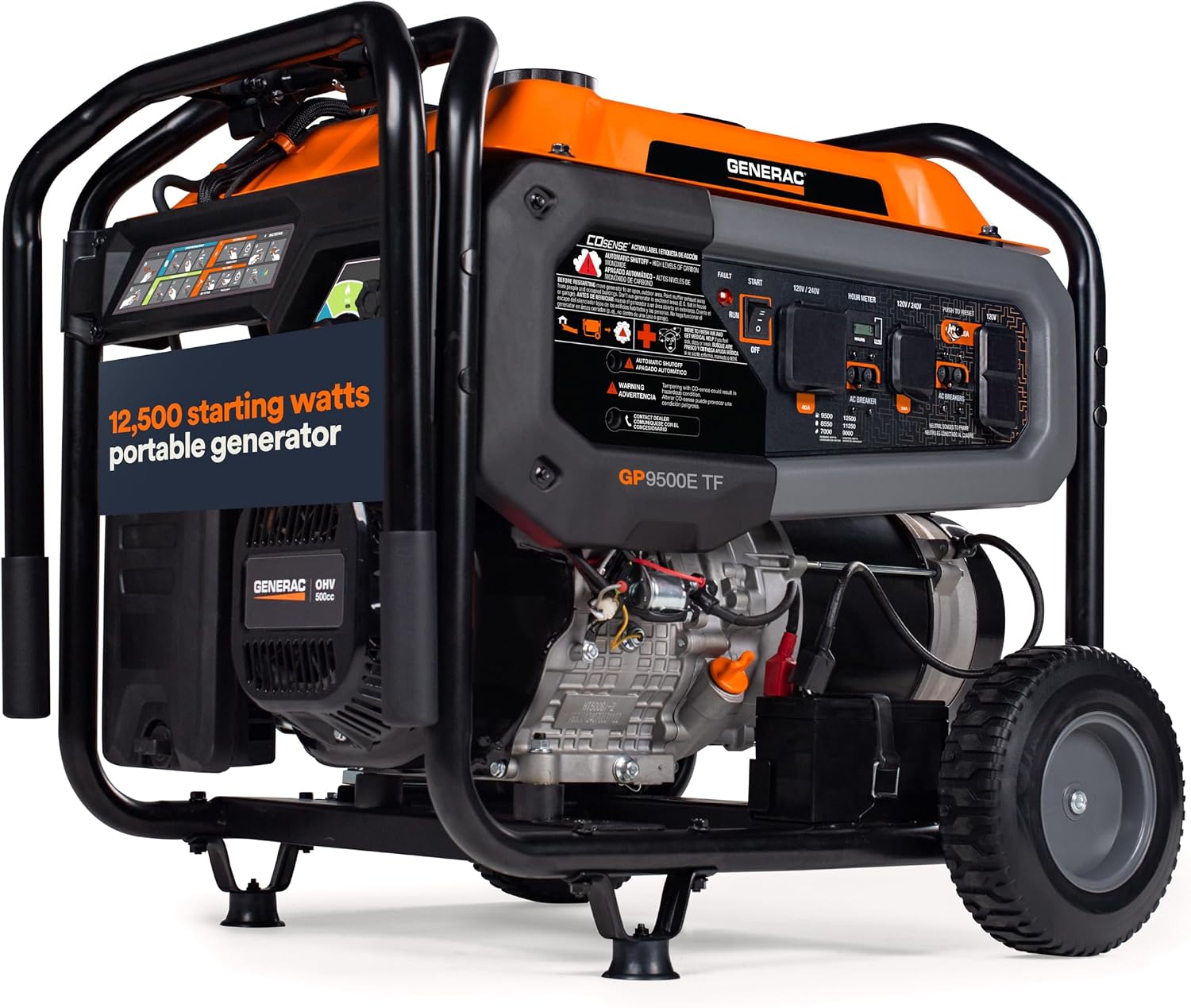 Generac GP9500E 12500W tri-fuel portable generator product photo