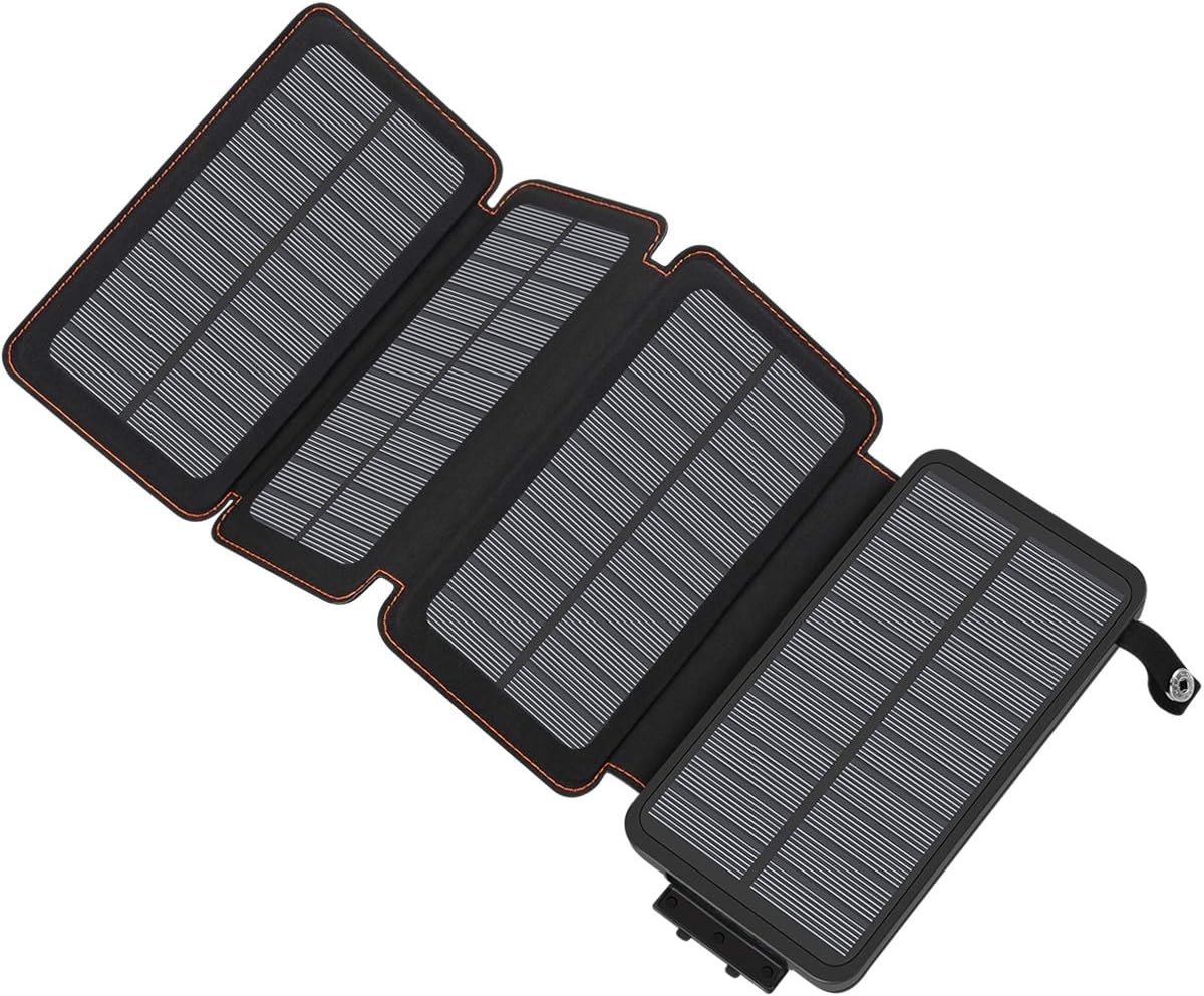 Hiluckey 4-panel foldable solar power bank real product photo