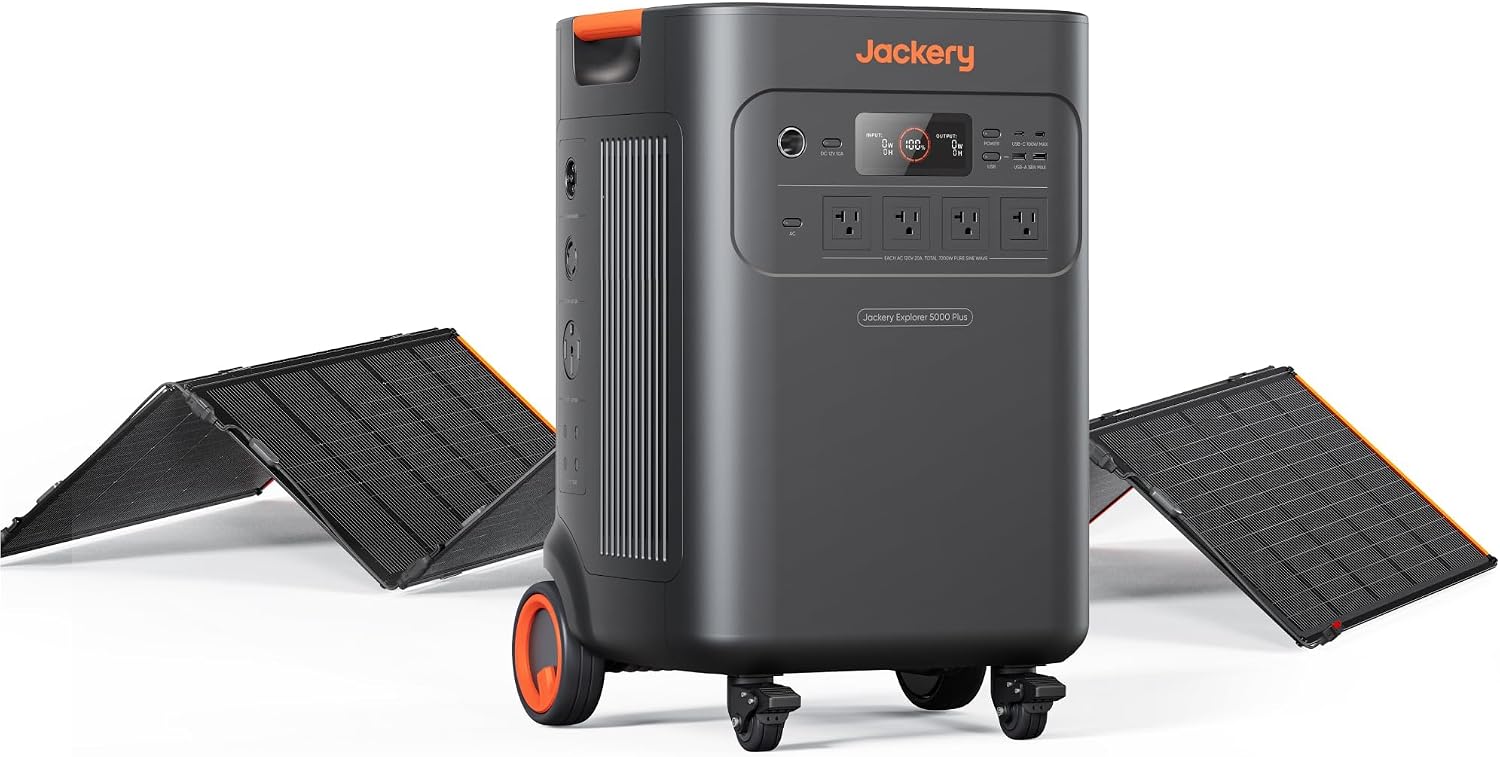 Jackery Solar Generator 5000 Plus and 500W Panels, 5040Wh, 7200W Output | LiFePO4, 120V/240V Output, for Home Battery Backup, Power Outages : Patio, Lawn & Garden - product photo