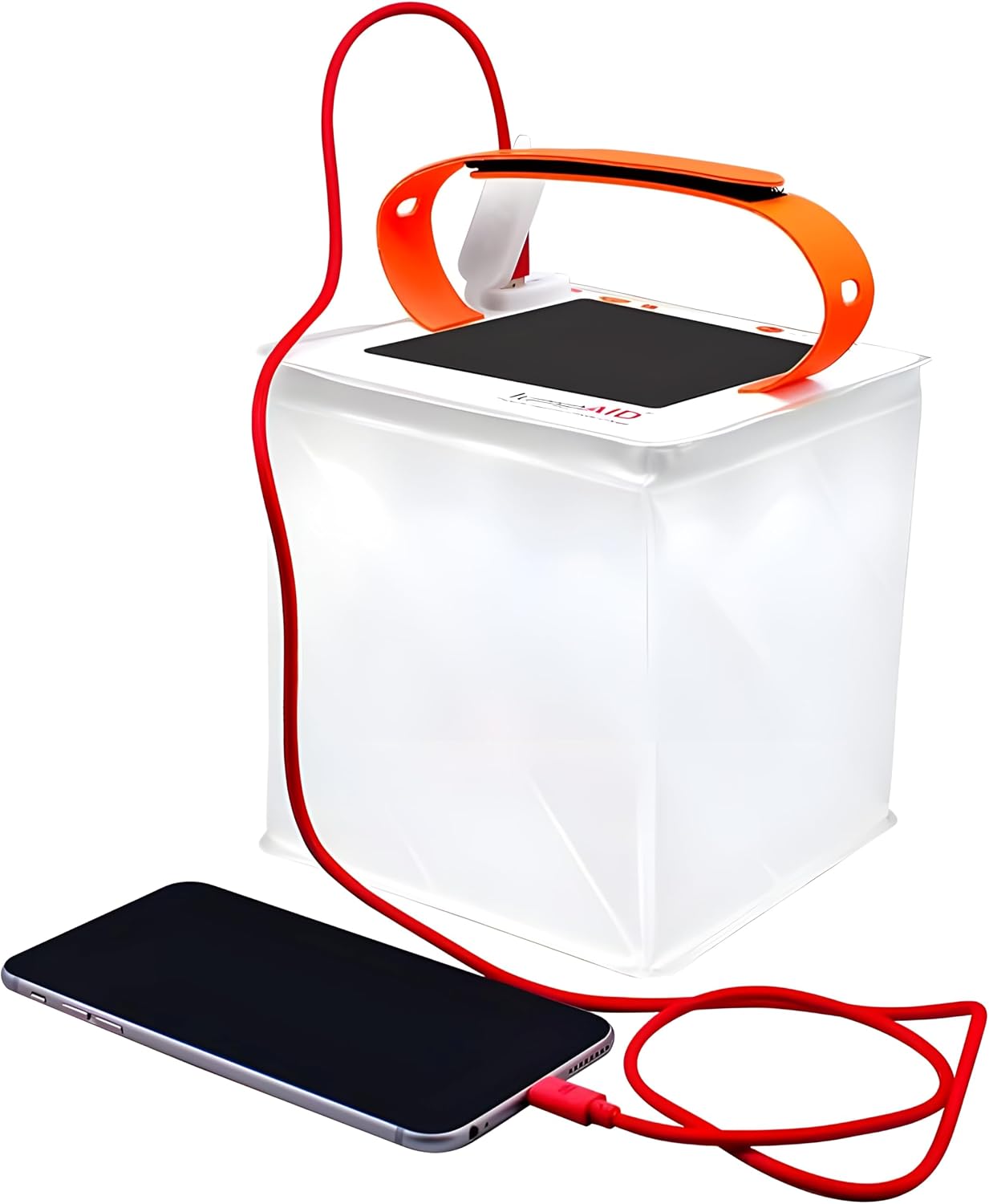LuminAID PackLite Titan inflatable solar lantern glowing softly