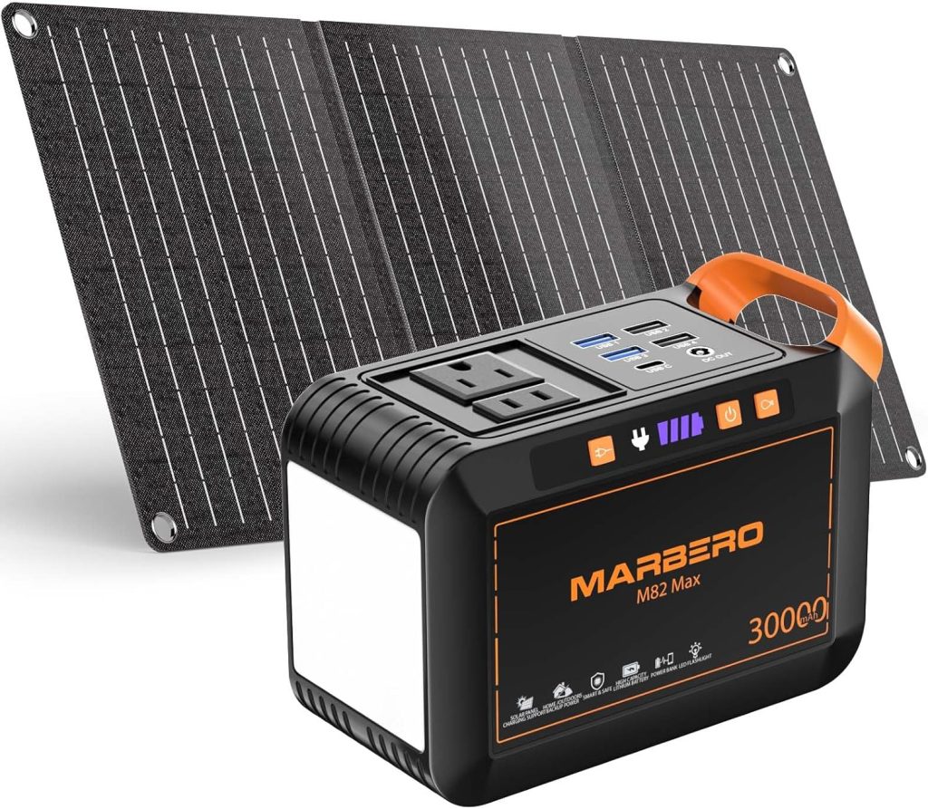 MARBERO 111Wh solar generator kit with 30W panel, real product photo
