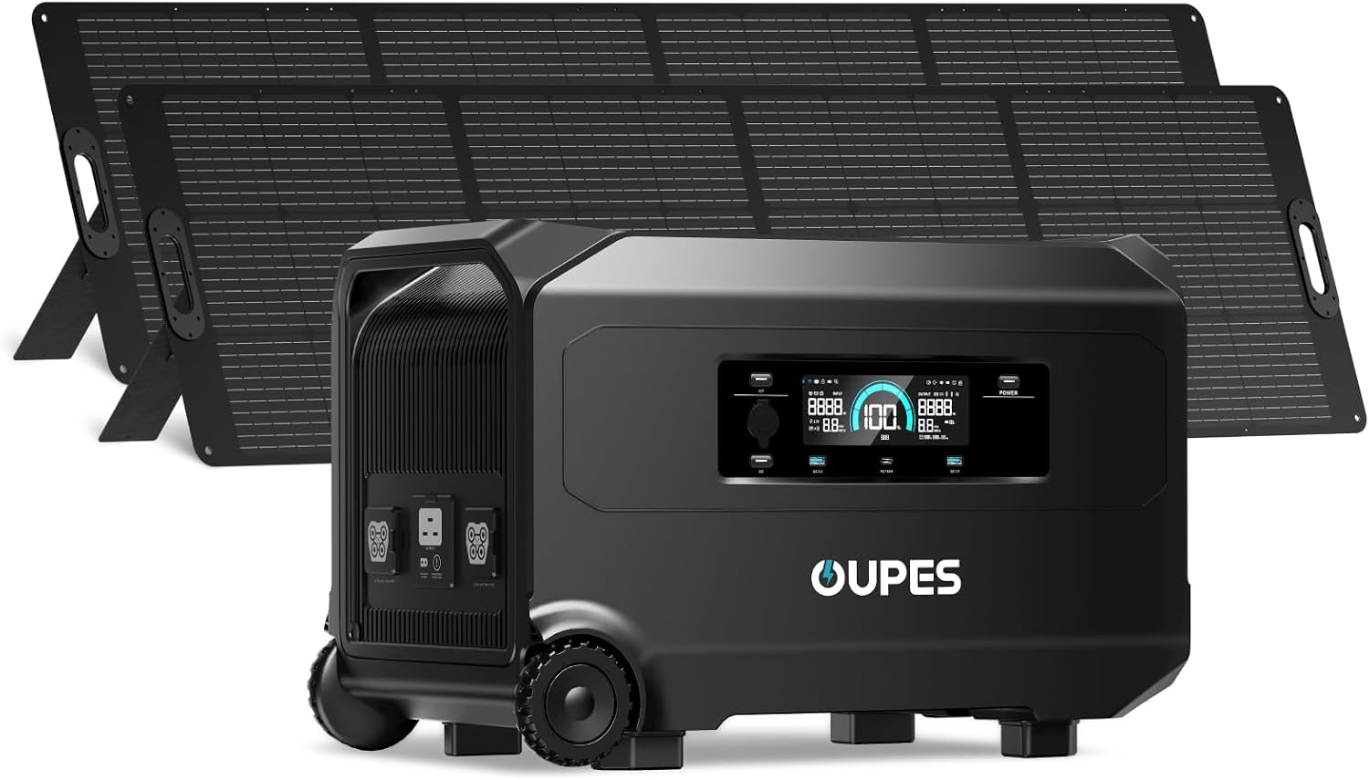 OUPES Guardian 6000 V2 Solar Generator Kit with 2x240W Solar Panels | 240V 6000W Output, 4608Wh LiFePO4 Capacity, Expandable to 41kWh, Native RV Plugs, Transfer Switch Ready, UPS, OTA Ready : Patio, Lawn & Garden - product photo