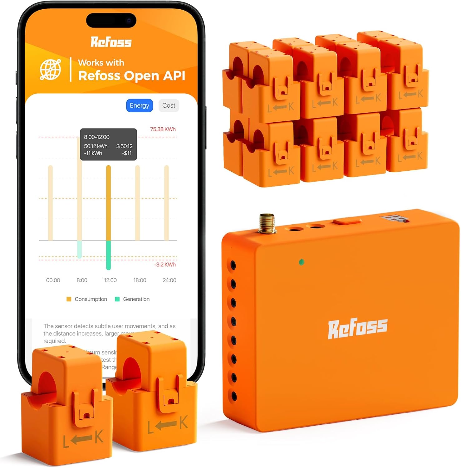 Refoss Smart Home Energy Monitor with 16 60A Circuit Sensor, Local Control | Real-Time Pow