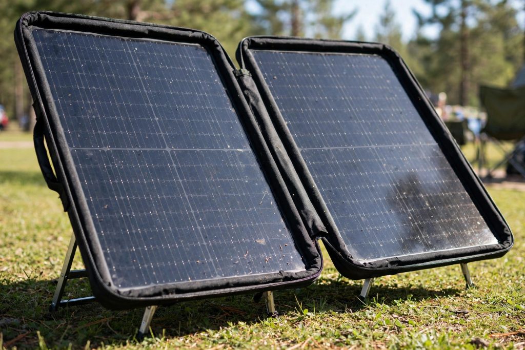 Renogy 100W foldable solar panel suitcase with charge controller for RV and camping off-grid power