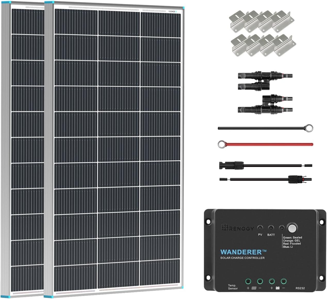 Renogy 200W solar panel kit with 30A PWM charge controller