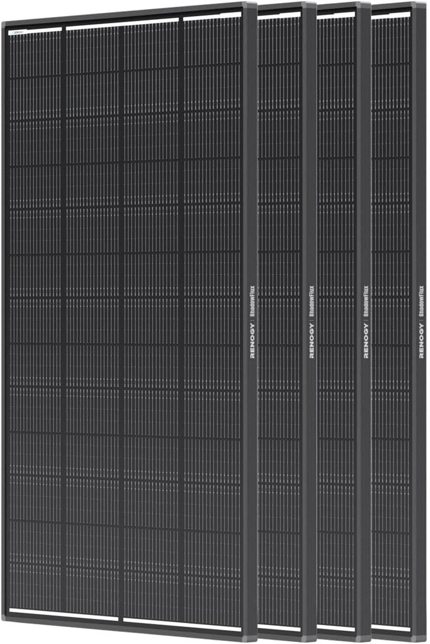 Renogy ShadowFlux Solar Panel 800 Watt, N-Type 25% High-Efficiency | 4PCS 200W Solar Panels for RV Marine Rooftop Home, Optimized for Partial Shading from Trees, Roofs, Buildings,