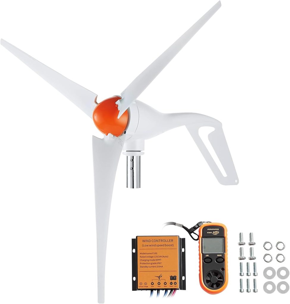 Amazon.com: VEVOR 12V-500W Wind Turbine Generator Kit with Anemometer, 3-Blade Wind Power Generator, MPPT Controller & Adjustable Windward Direction, Suitable for Home, RVs, Boats, Farm : Patio, Lawn & Garden - product photo