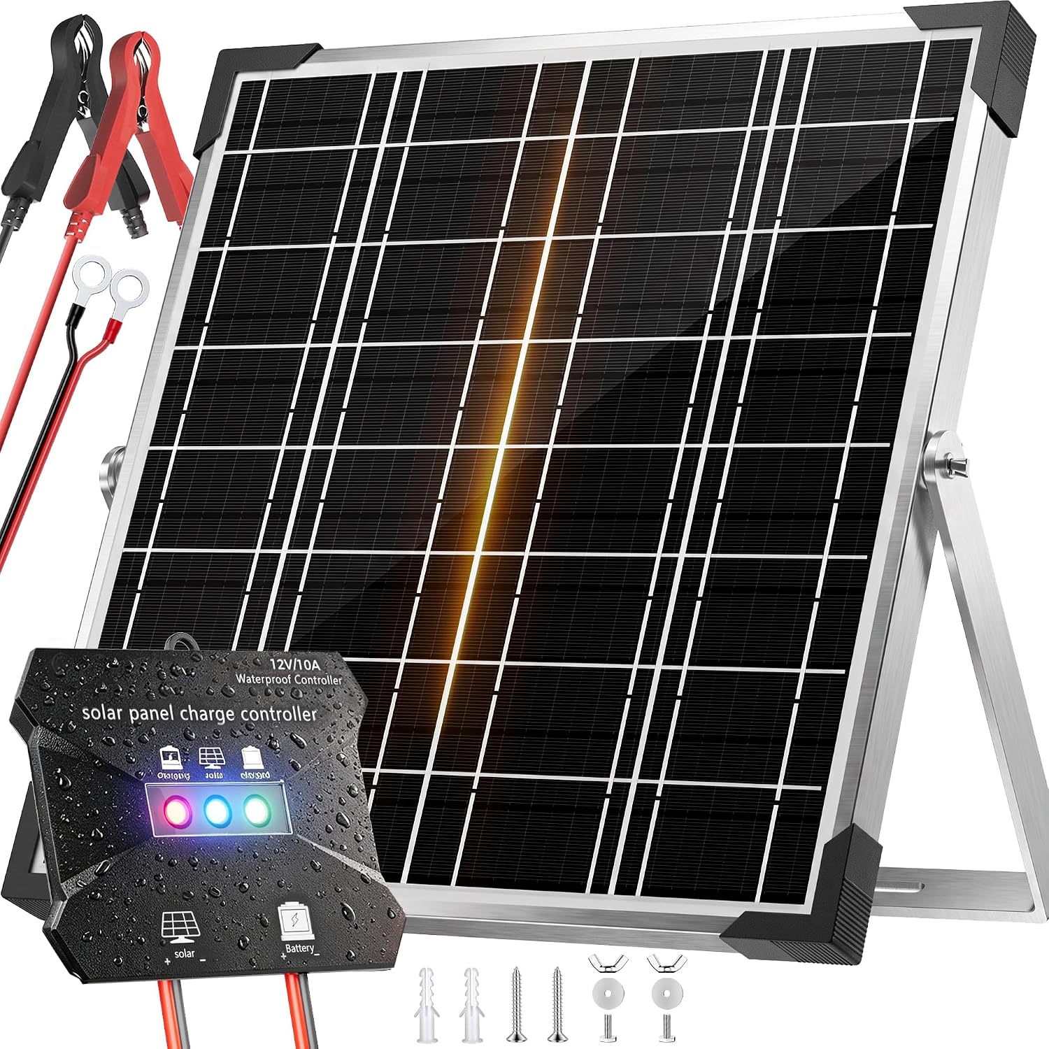 Voltset 20W 12V solar battery trickle charger kit product photo